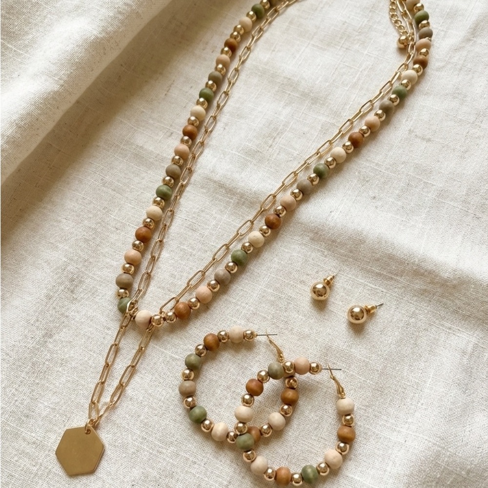 Hand Crafted Earthy Tones Necklace Set